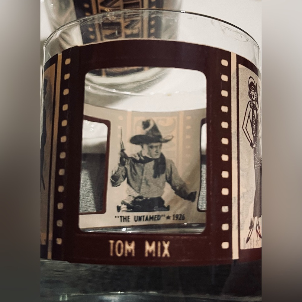 Vintage Oldies Roaring 20’s Film Strip Lowball Whiskey Glasses - Picture 4 of 6